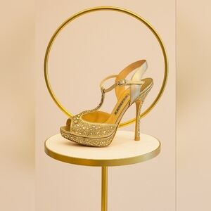 Rare Designer Nando Muzi Rhinestone Heels